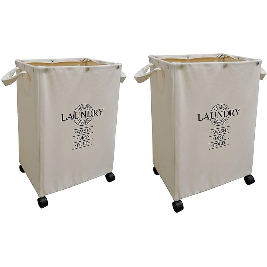 DesignStyles Set of 2 HEAVY DUTY Laundry Hampers on Wheels Bed Bath