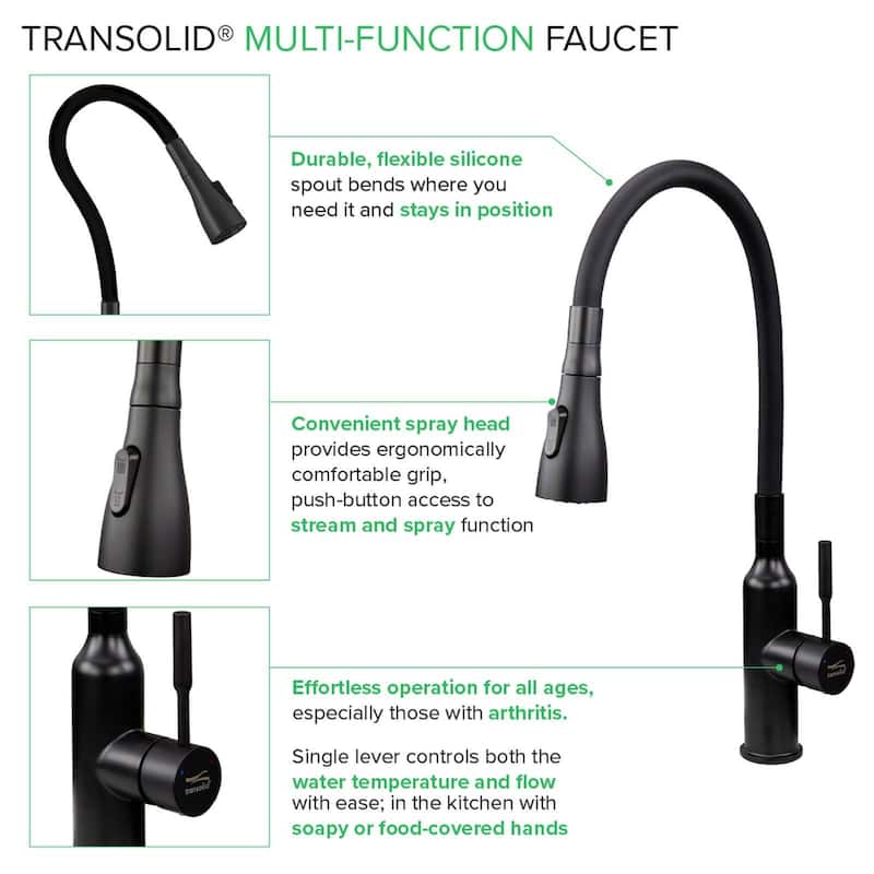 Transolid Kitchen/Laundry Faucet with Dual Spray and Flex Neck - N/A