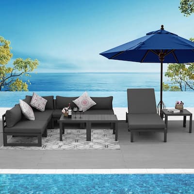 FINCATI Luxury Patio Aluminum Sofa Conversation Furniture Set with Coffee Table