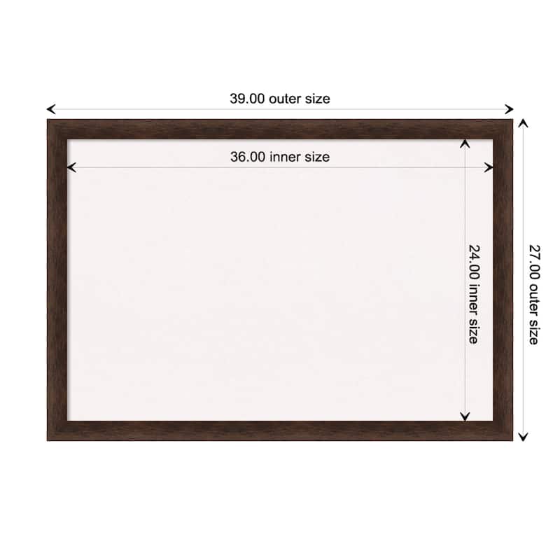 Warm Walnut Narrow Wood Framed White Corkboard Bulletin Board - Board Size 36x24