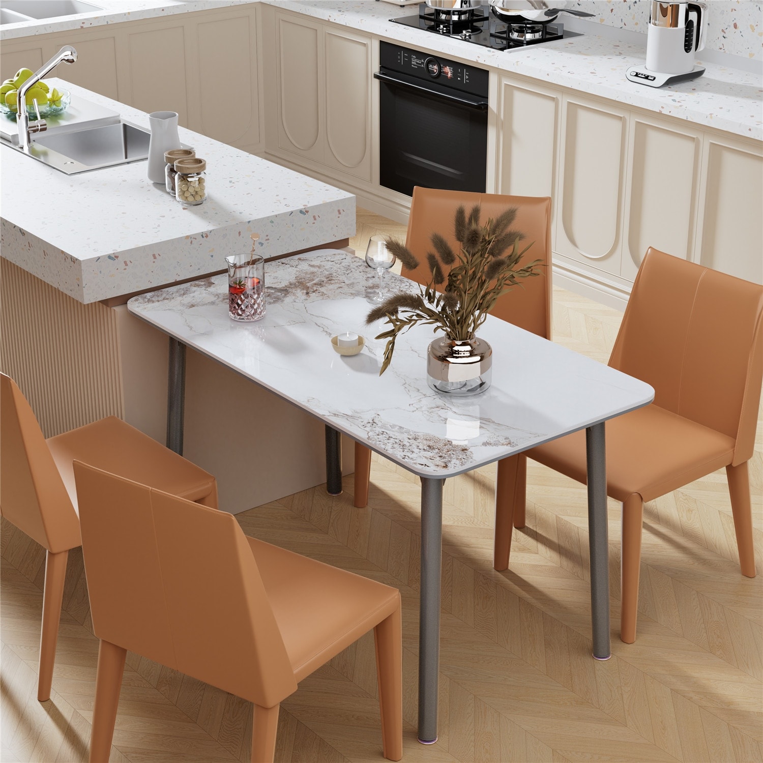 Modern Dining Table Set for 6,Rectangula Dining Room Table for
