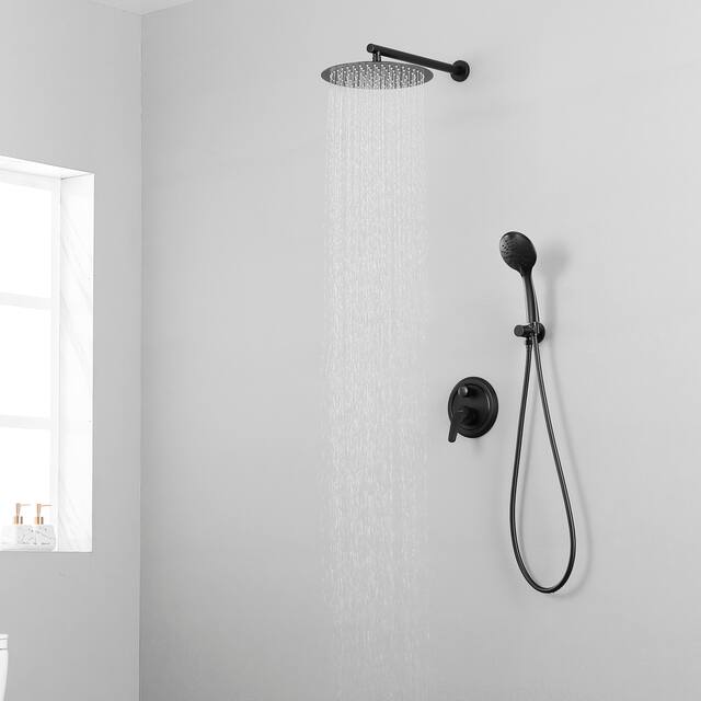 Clihome 5 Spray Patterns 12 in. Wall Mount Dual Shower Heads