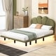 preview thumbnail 36 of 44, LED Low Profile Bed Platform Bed Frame with Cloud-Shaped Headboard Green - Queen