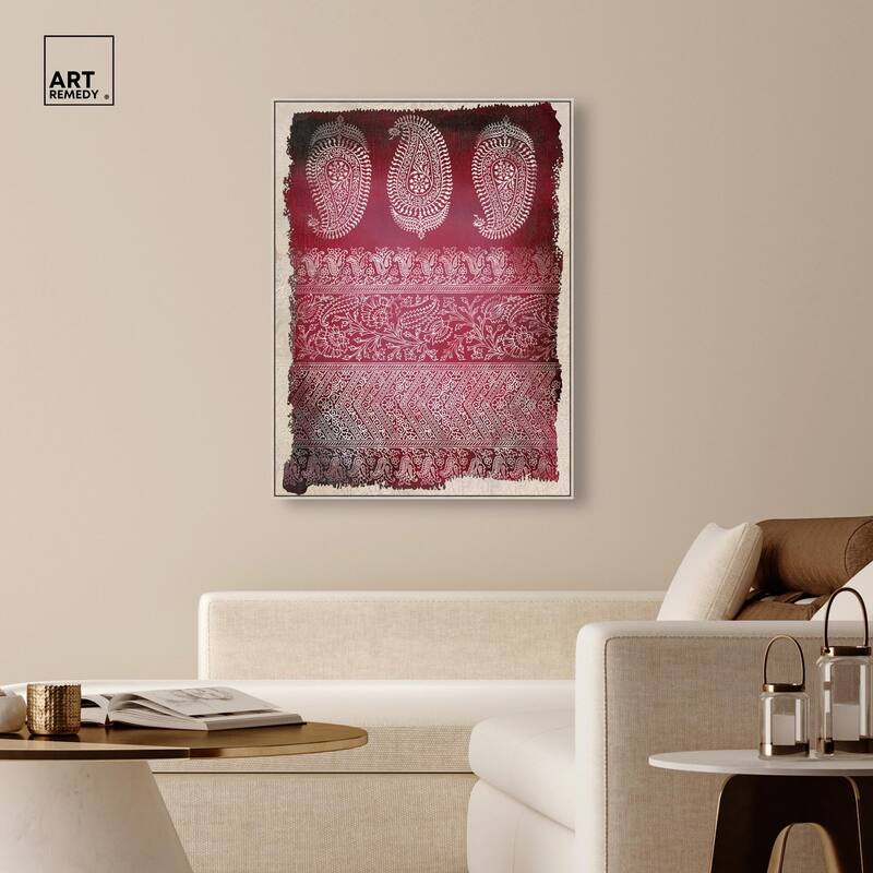 Burgundy Stamps Canvas by Art Remedy