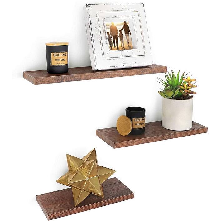 Wall Mounted Display Ledge Floating Wall Shelves Set of 3