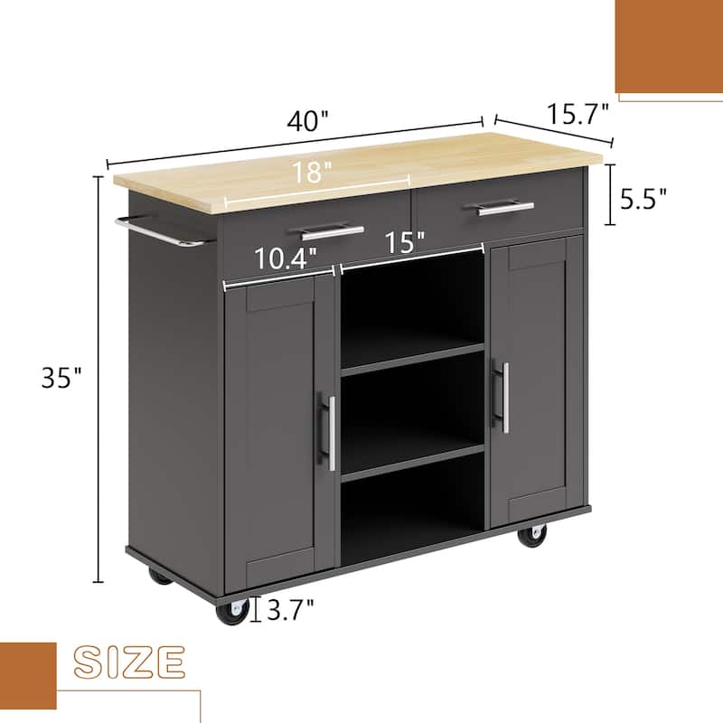 Futzca Storage Kitchen Island Cart - N/A