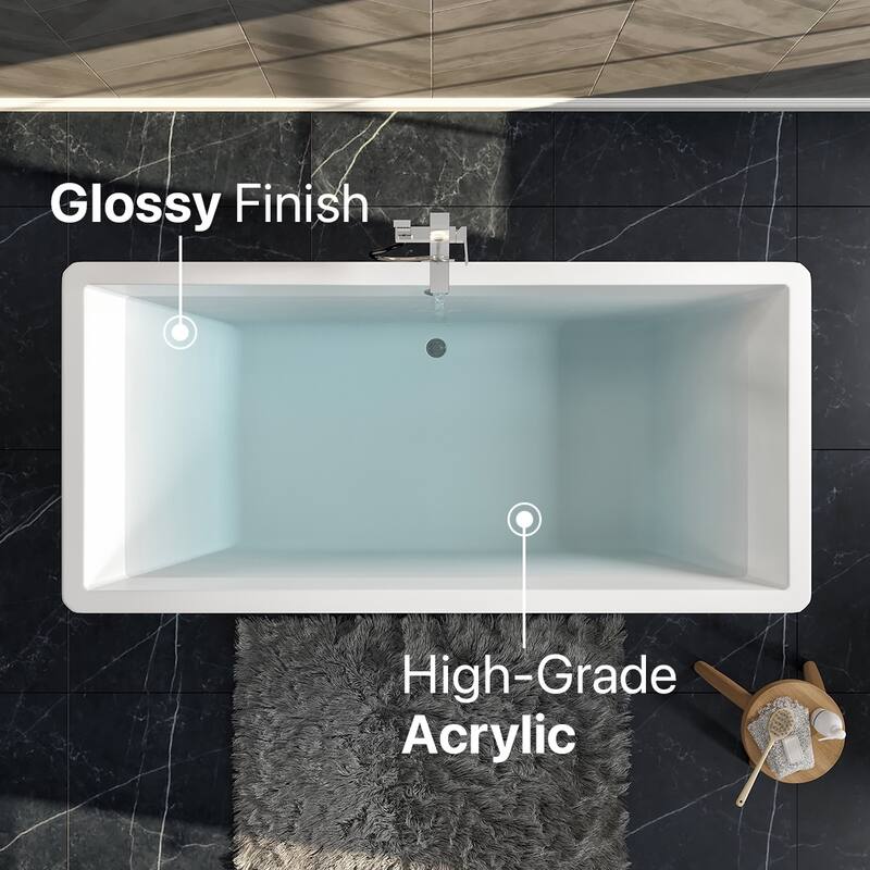 Eviva Rachel 67" Glossy White Acrylic Freestanding Bathtub