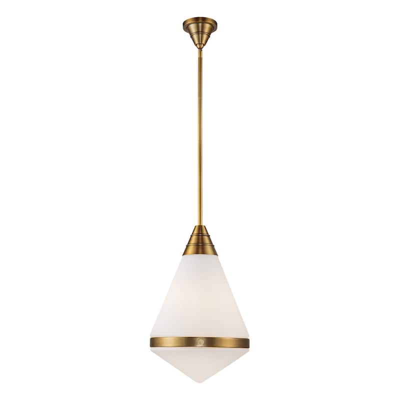 Alora Lighting PD348022 Willard 14" Wide Pendant - Vintage Brass / Matte Opal Glass