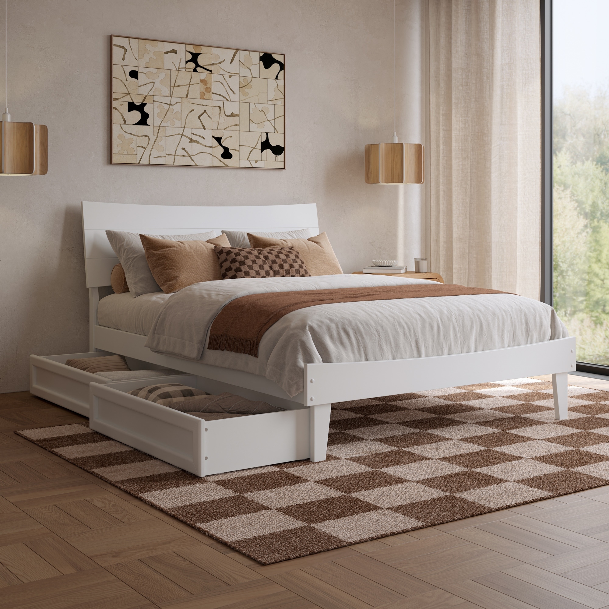 Phoenix Wood Platform Bed with Storage Drawers