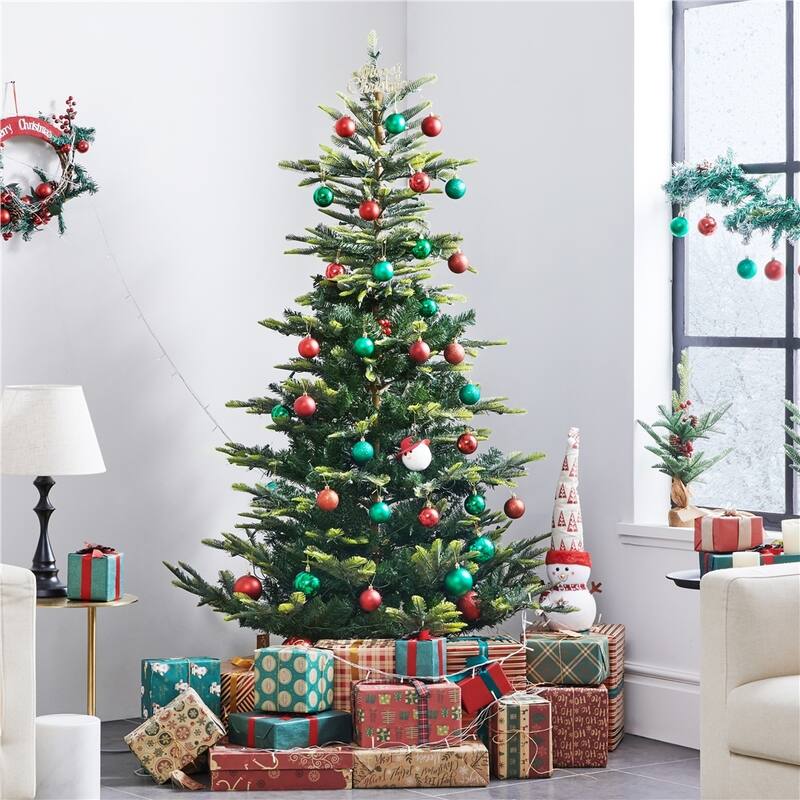 Yaheetech Pre-Lit Christmas Tree Artificial Christmas Tree with Warm White Incandescent Lights