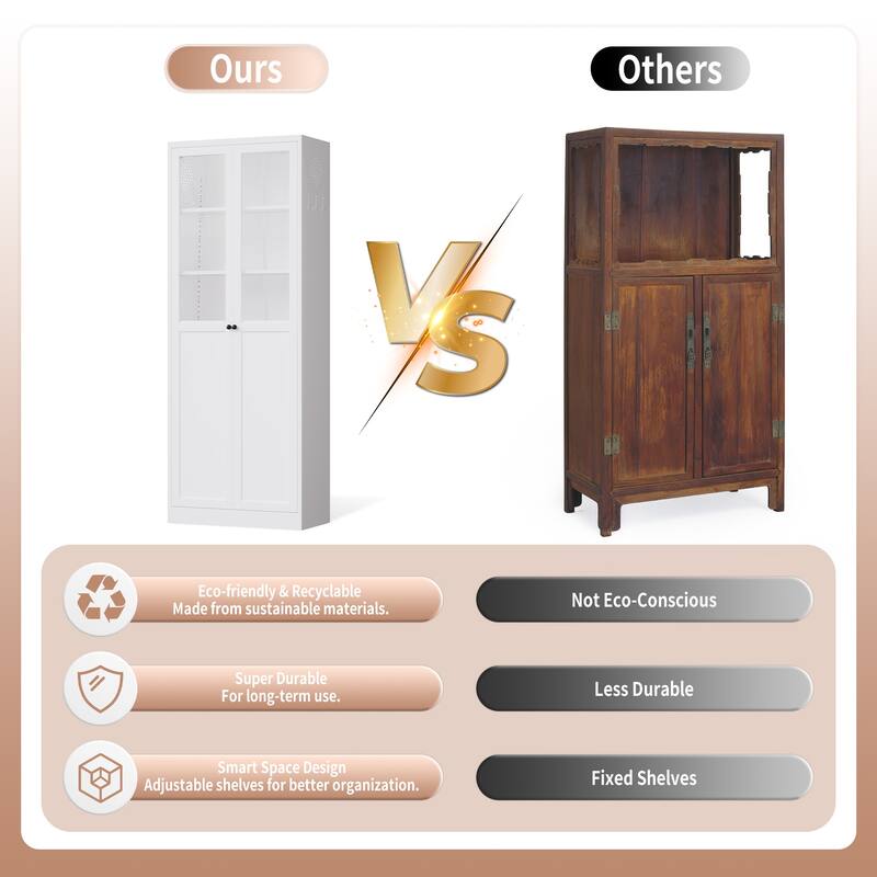 72" Metal Pantry Cabinet - Heavy-Duty Freestanding Organizer with Doors & Shelves for Multi-Room