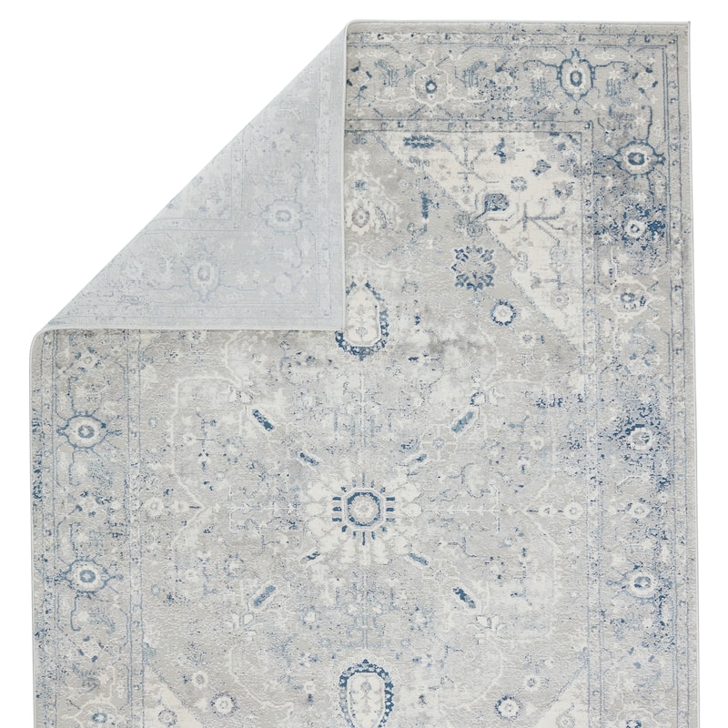 Dianella Medallion Light Gray/ Dark Blue Area Rug