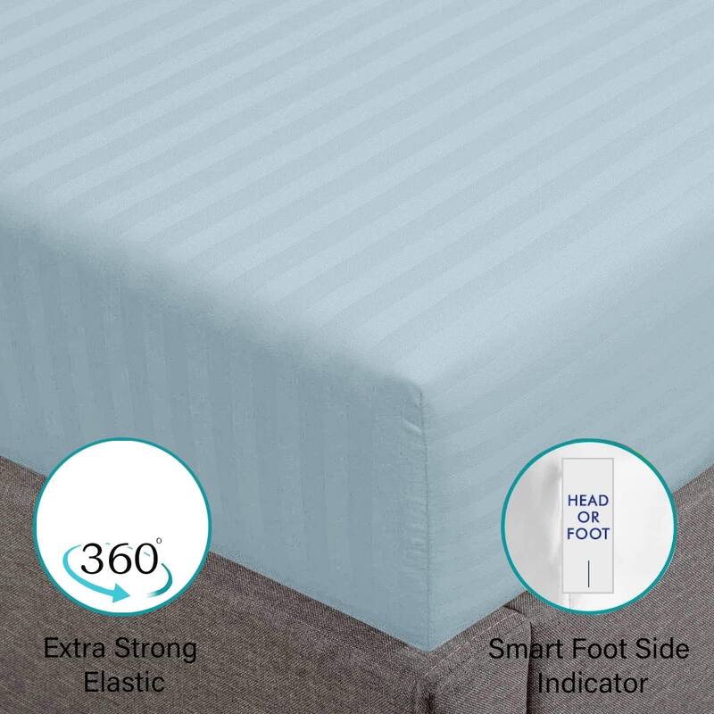 Feather & Stitch 500 Thread Count Damask Stripe ONLY Fitted Sheet