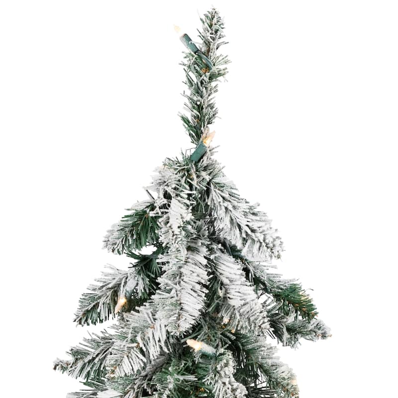 Pre-Lit Pencil Flocked Alpine Artificial Christmas Tree - 6' - Clear Lights - 6 Foot