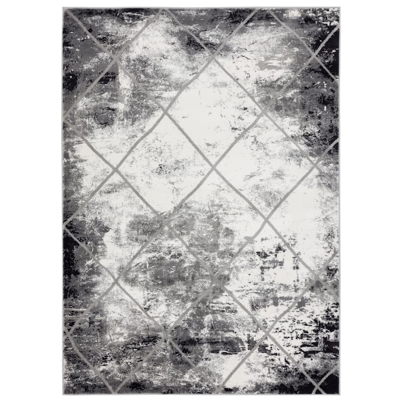 Samos Collection Distressed Trellis Area Rug - 7'9" X 10'6"
