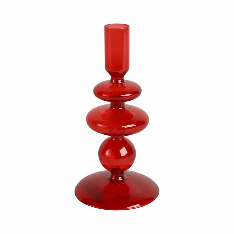 Sculptural Glass Candle Holder with Rounded Accent Base - Modern Tabletop Candle Holder for Any Room