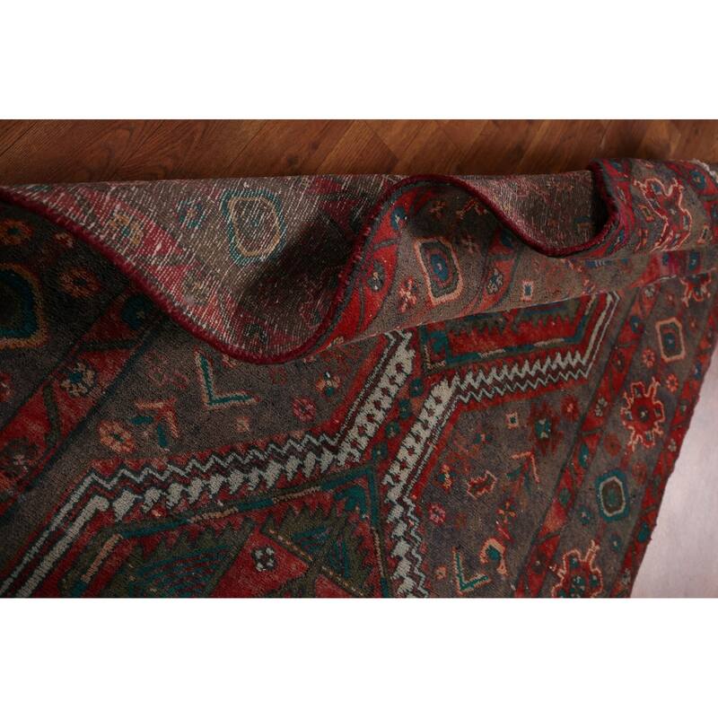 Tribal Heriz Persian Vintage Runner Rug Handmade Wool Carpet - 3'9" x 11'11"