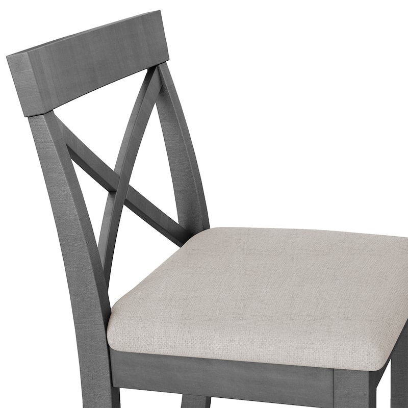 Roomfitters 3-Piece Bar Height Dining Set, 48" Wood Breakfast Nook Table with 2 X-Back Chairs for Small Spaces