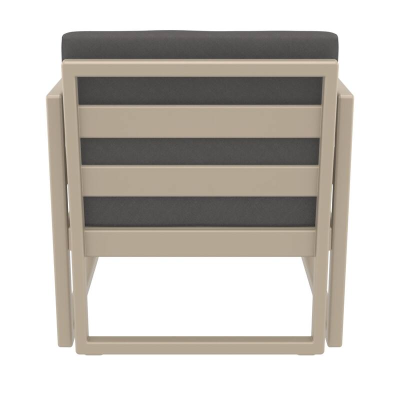 30" Taupe Brown Patio Club Chair with Sunbrella Charcoal Gray Cushion