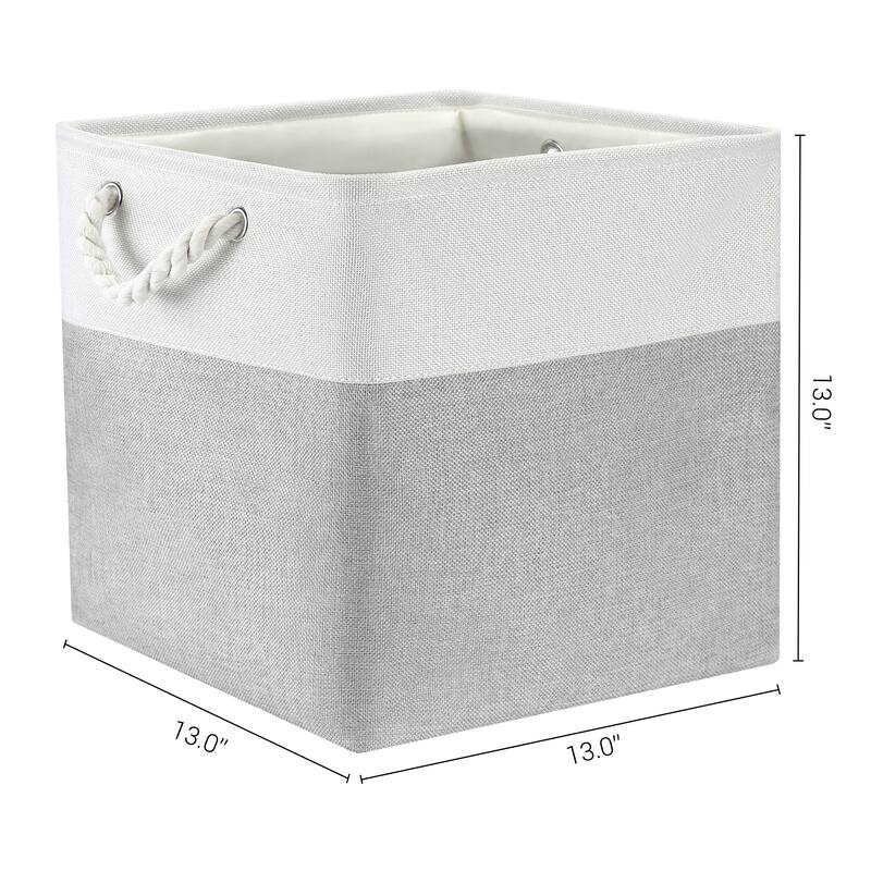 Square Fabric Collapsible Storage Basket Bin with Handle, Storage Cube for Shelves Closet Organizing Clothes Books - 13inch