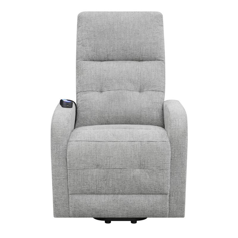 Fabric Power Lift Massage Chair with Tufted Stitched Accent, Gray