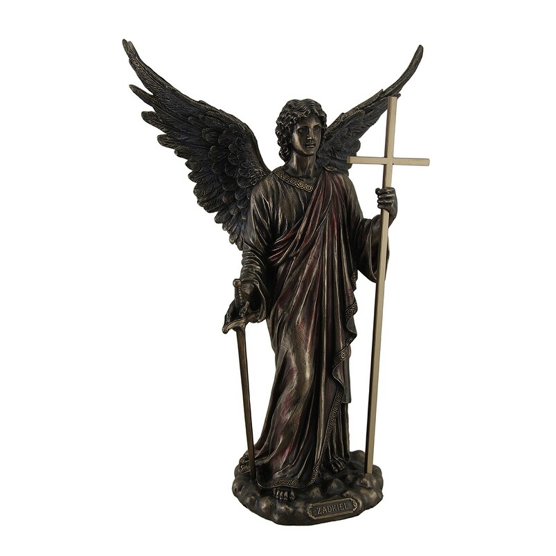 Zadkiel Archangel of Freedom & Mercy Standing Holding Cross Staff
