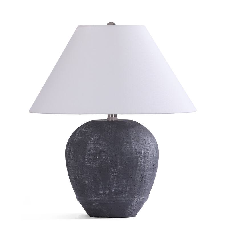 Global Accent Ceramic Table Lamp with Linen Shade - Small size: 18"H x 15"W x 15"D - Dark Grey