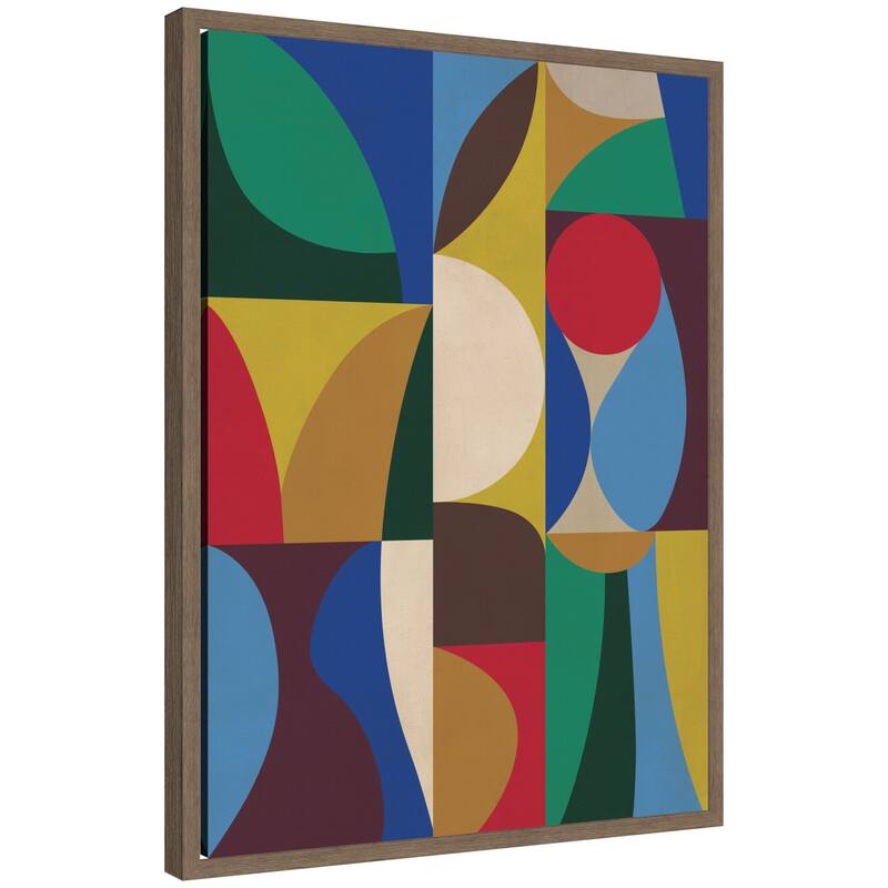 Kate and Laurel Abstract 03 by Rachel Lee Framed Canvas Wall Art Print - 18 x 24 - Brown