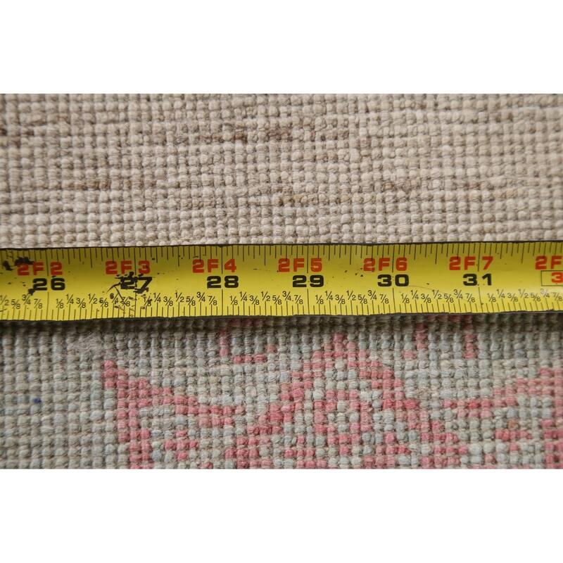 Vegetable Dye Art Deco Oriental Wool Runner Rug Hand-knotted Carpet - 2'10" x 11'7"