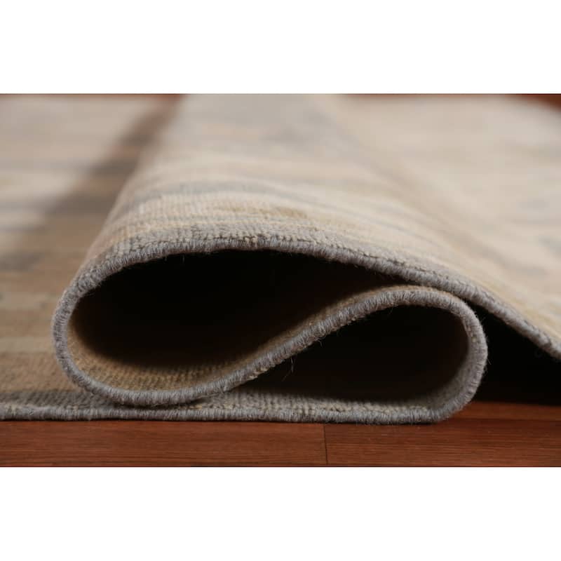 Hand Knotted Oriental 100% Wool Carpet Transitional All-Over Greys & Charcoal Oushak Area Rug - 13' 10'' X 10' 2''