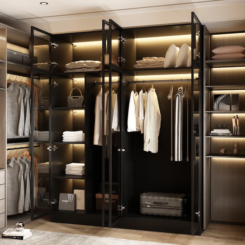 Modern Aluminum Framed Wardrobe: Spacious Design with LED Armoires