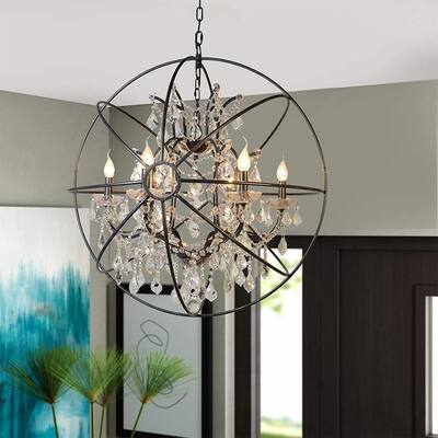 6 Light Chandelier in Rustic Black Finish - rustic black
