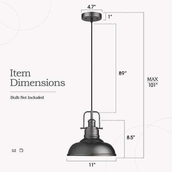 dimension image slide 2 of 4, 2 Pack Modern Pendant Lights with Metal Dome Lampshade