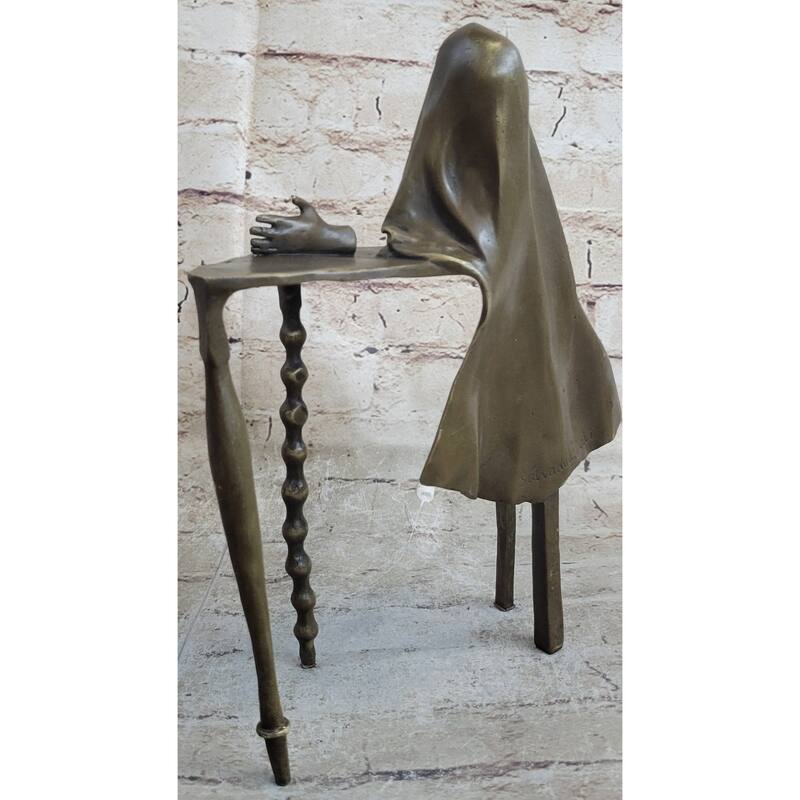Disembodied Head Floating Over Table - Scary Surrealist Bronze Sculpture By Dali