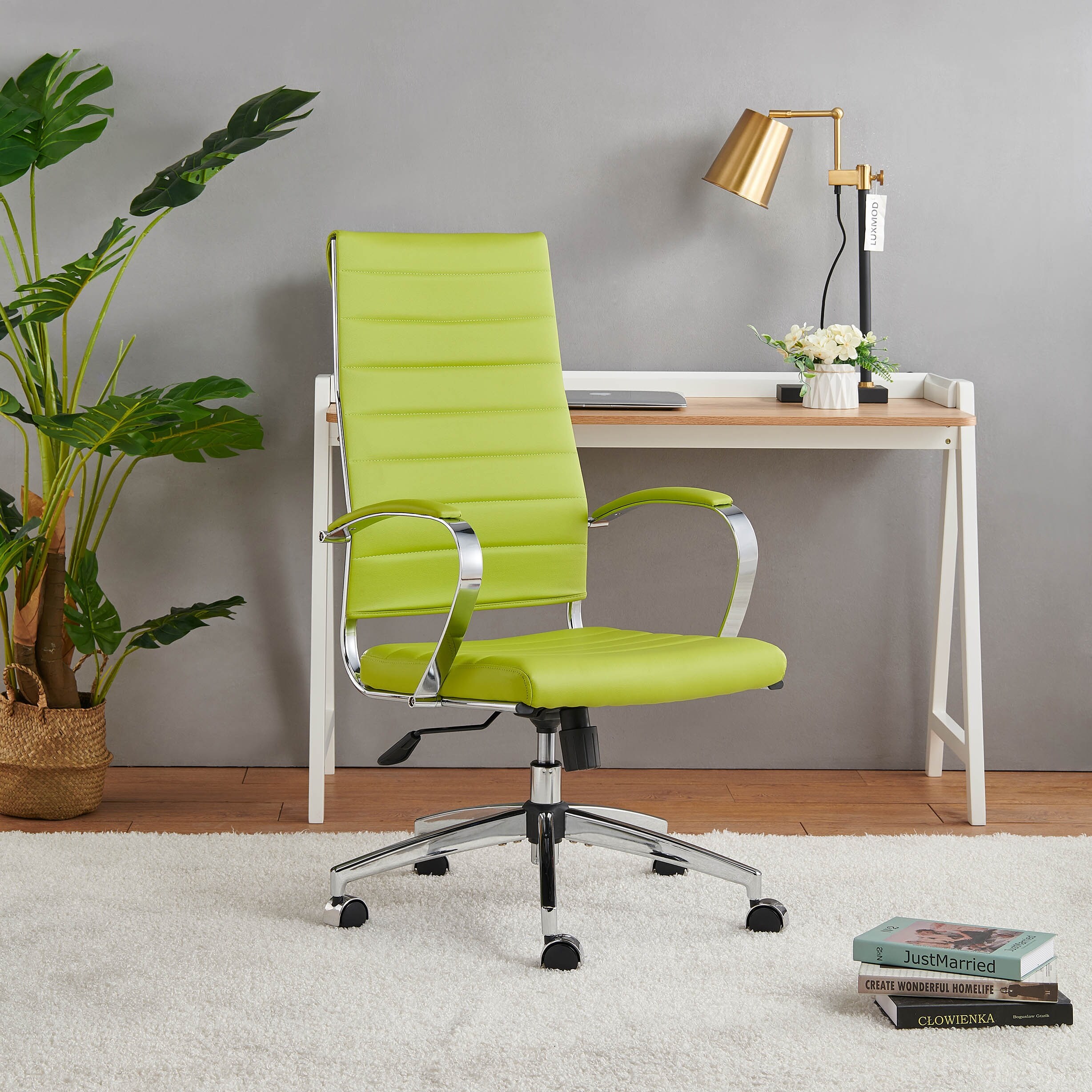 LUXMOD® Faux Leather/ Silver Frame Adjustable/ Swivel Office Chair
