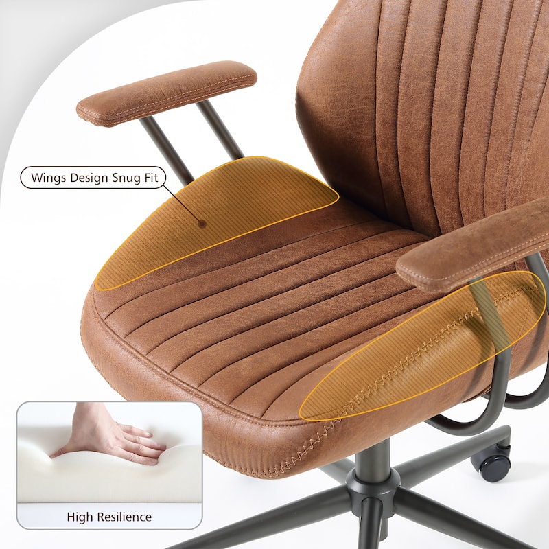 OVIOS Suede Fabric Ergonomic Office Chair High Back Lumbar Support