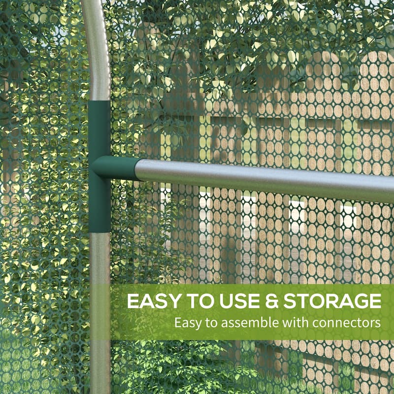 Outsunny 4' x 4' Crop Cage, Plant Protection Tent with Zippered Door and Galvanized Steel Frame, Fruit Cage Netting Cover