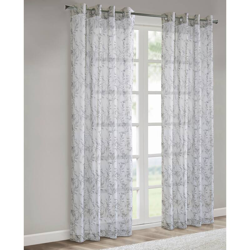 Jenny Sheer Botanical Print Grommet Curtain Panel by Habitat