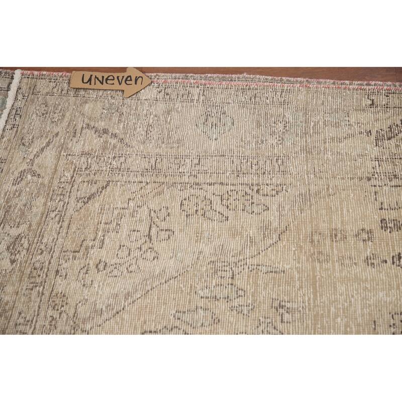 Hand Knotted Oriental 100% Wool Carpet Traditional Medallion Beige & Ivories Tabriz Area Rug - 9' 11'' X 6' 2''