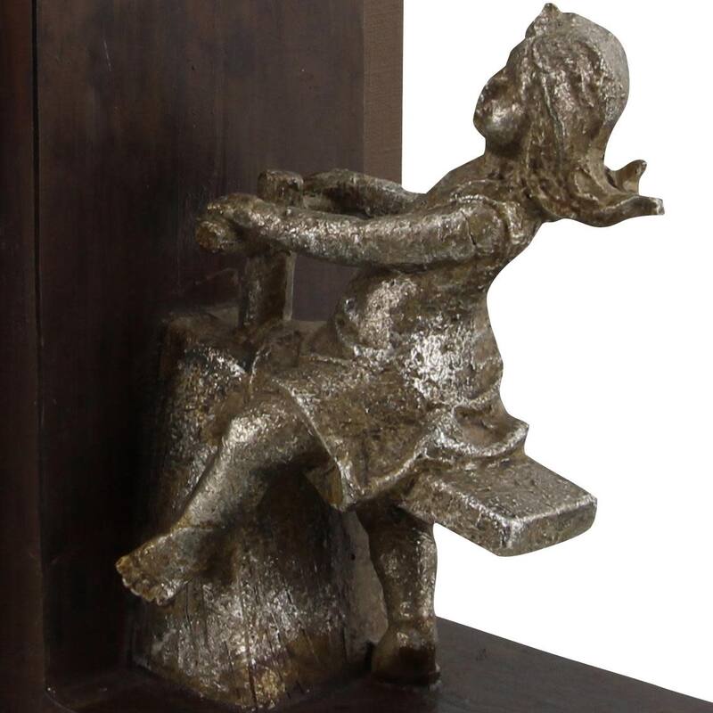Polystone People Decorative Bookends with Swing Set - Set of 2 Brown - Roche River Decor