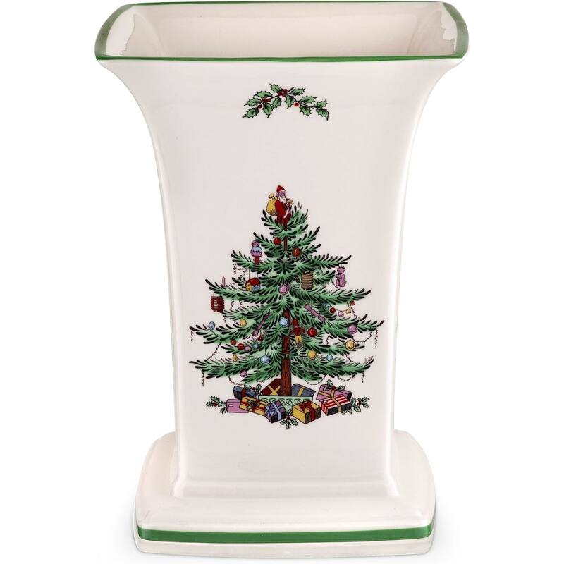 Spode Christmas Tree Square Vase - 8-Inch