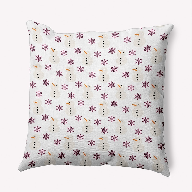 Snow Men In Snowstorm Winter Indoor/Outdoor Throw Pillow - 18" x 18" - Passion Flower
