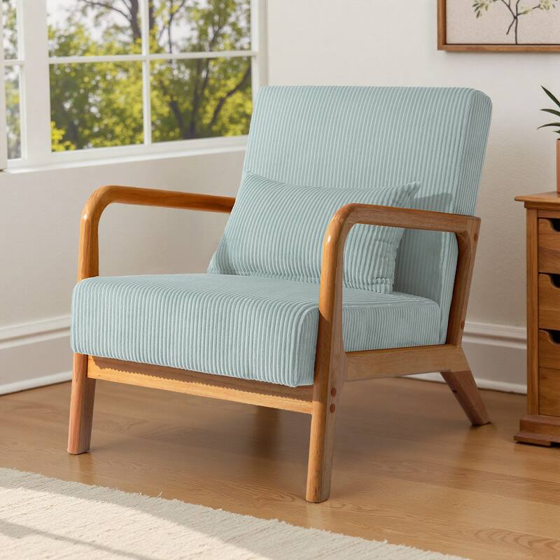 Mid-Century Upholstered Accent Chair with Wood Frame