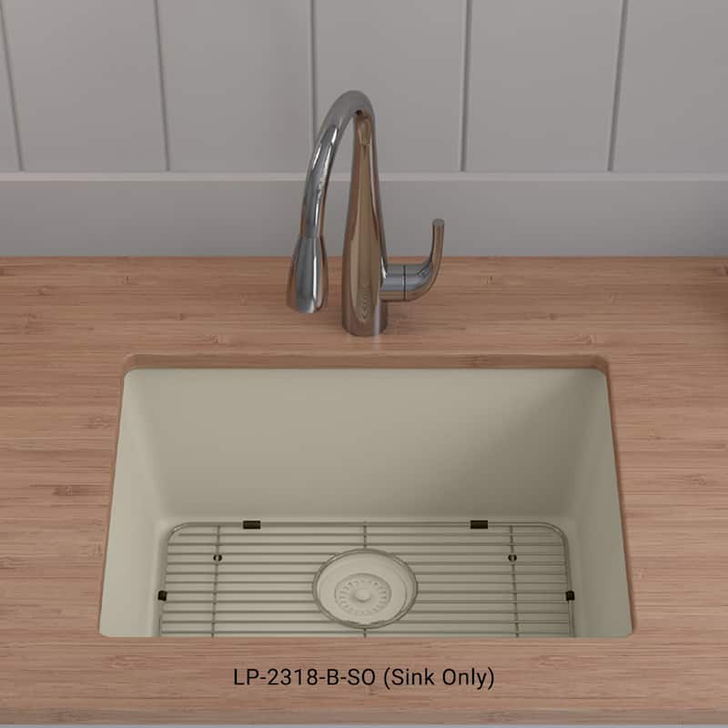 23 Inch Lexicon Platinum Quartz Composite Drop-in Undermount Single Bowl Galaxy Beige Kitchen Sink LP-2318-B-SO