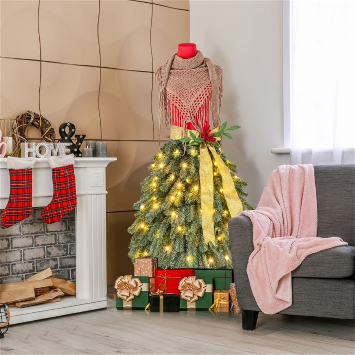 dress form christmas tree at home 5 Ft Pre-Lit Mannequin Artificial - 5 Foot - Bed Bath & Beyond 1950s Halterneck Dress Pointsettia custom_World Cup: After Party Looks Diy christmas 17 lbs Package Includes SIZE:S *FINAL SALE*