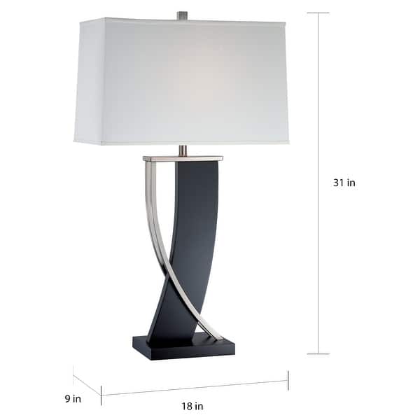 Lite Source Estella Modern Dark Walnut and Polished Steel Table Lamp