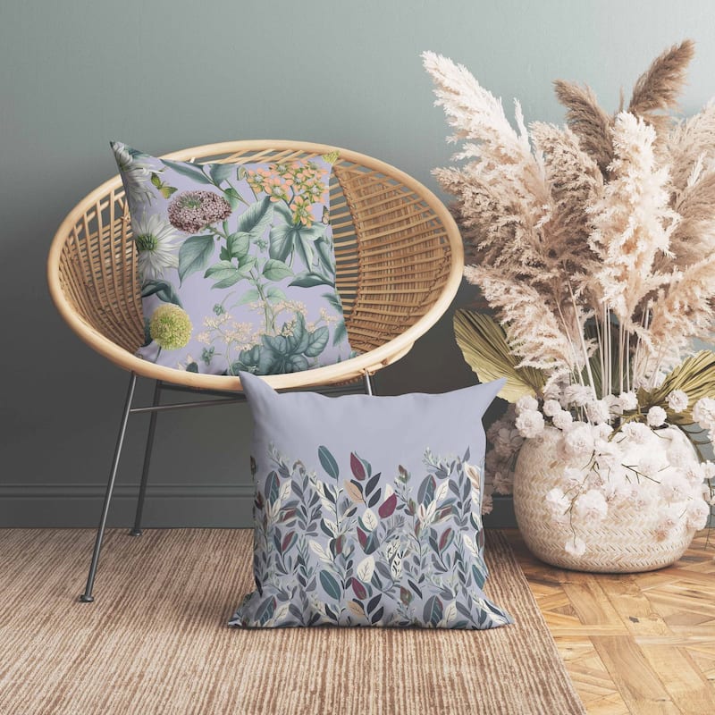 Garden Gracefulness Faux Suede Reversible Throw Pillow Lavender and Peach