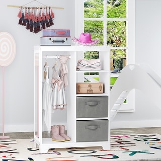 COSTARS Kids Dress up Storage with Mirror and Storage Bin,Play Armoire Dresser with Mirror, Pretend Storage Closet