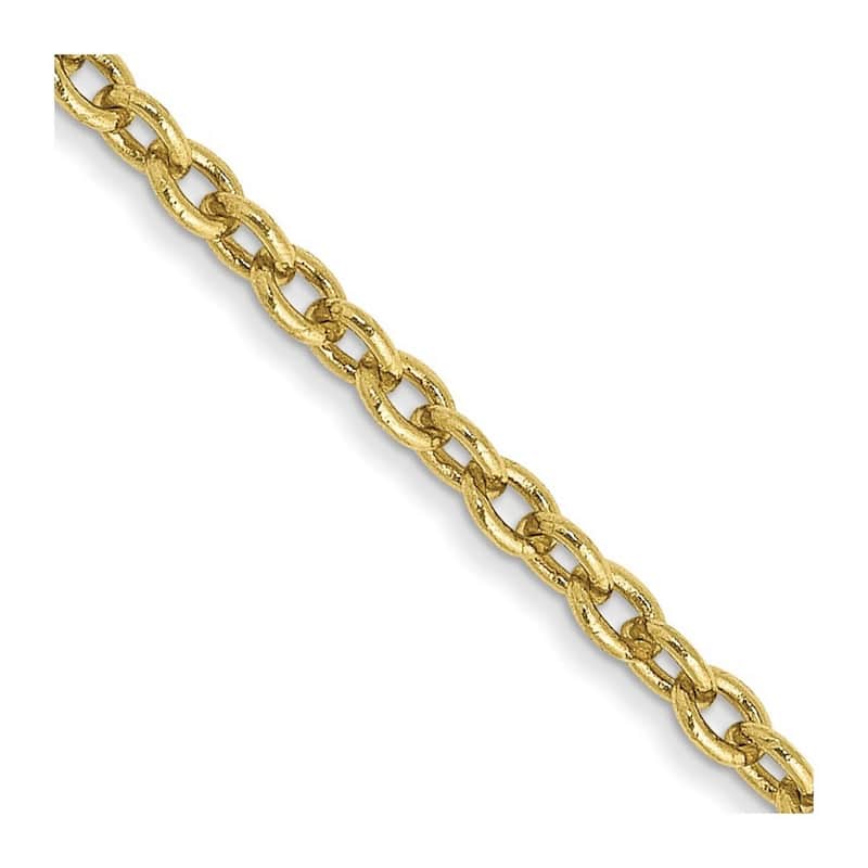 Curata 10k Yellow Gold 2mm Solid Polished Cable Chain Necklace for Men or Women (Lobster)