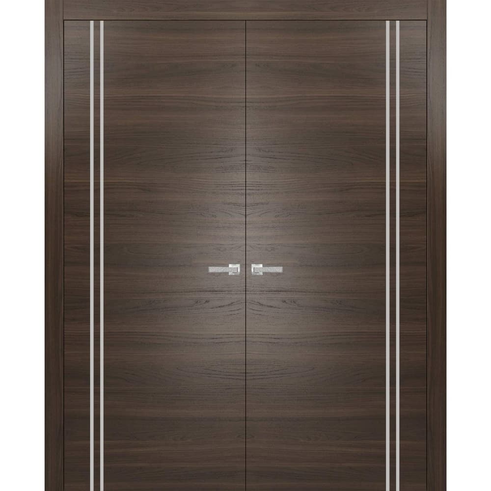 Solid French Double Doors 36 x 80 Planum 0310 Chocolate Ash with